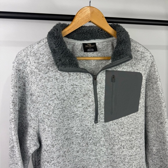 Old River Men's Quarter Zip Gray Fleece Sweater Size Large - Picture 3 of 8